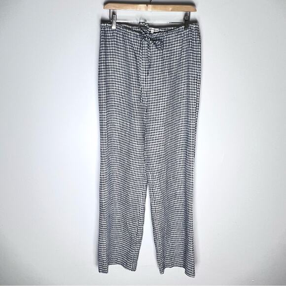 Reformation Jaida Linen Wide  Leg Pants Slate Blue Check Sz S - Picture 3 of 7